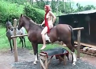 Anal hole gets creampied by a horse